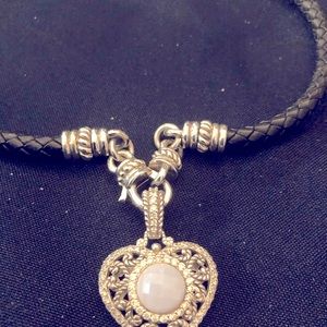 Judith Ripka leather necklace with enhancer